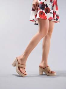 Women's Linen Rope Platform Wedge Thong Sandals, Summer Vacation Casual Waterproof Heels, Daily Fashion Lightweight Comfortable Shoes
