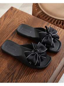 Sandal Selop Datar Lembut untuk Wanita, Sandal Nyaman dengan Pita, Edisi Musim Panas 2024 Terbaru, Pakaian Pantai - Hitam - View 7