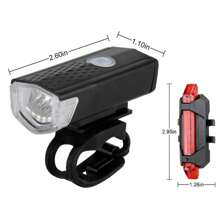 NetHong 2PCS Bike LED Rechargeable Front And Back Light Set Bicycle USB Waterproof Headlight - Black - View 9