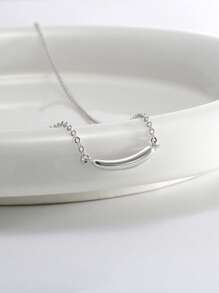 Artepollo 1 件 925 纯银防过敏几何吊坠项链，简约百搭，适合日常佩戴，礼盒包装，适合爱人、朋友、生日、节日礼物 - 銀色 - 查看 2