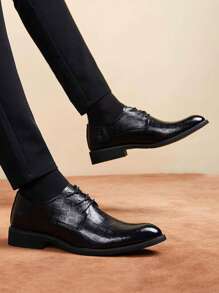 Men's Formal Leather Shoes, Four Season Leather Shoes, Business Shoes, English Formal Wear, Retro Leather Uppers, Men's Shoes, Soft Soled, Height Increasing Shoes, Youth Fashion, Casual Shoes - Black - View 3