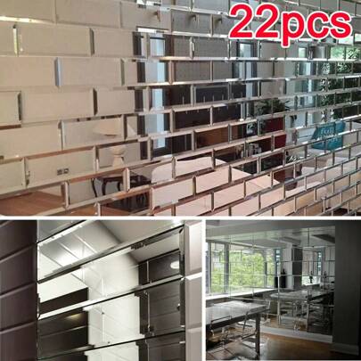 22 Beveled Wall Decorative Mosaic Tiles Transparent Mirror Tile Glass Tile Decoration