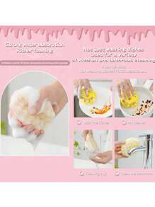 3D Honeycomb Dishwashing Sponge Set - Polyurethane Double-Sided Scouring Pads For Kitchen Cleaning With Suction Cup - 1 Set