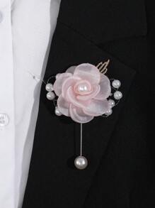 قطعة واحدة من بوتونيير وورد زهري للعروس والعريس، مناسب للحفلات الزفاف والاستخدام اليومي