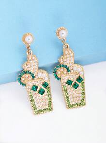 juran 1 Pair Rhinestone Dripping Drink Cup/Bubble Tea Cup Themed Earrings