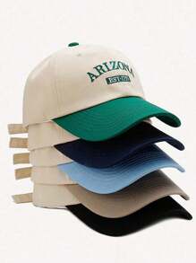 1pc Unisex Baseball Cap With Contrast Color, Letter Embroidery And Curved Brim, Casual And Versatile Streetwear Style - Black - View 6