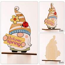 1 件复活装饰用品复活节印花老人木制装饰品 Q 版彩色侏儒装饰品节日庆典生日派对宴会茶会精美工艺品时尚搭配