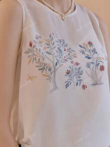Simple Retro Dames Zomer Ronde Hals Kleur-Block Romantisch Elegant Vintage Losse Casual Mouwloze Tanktop