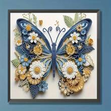 1 st 30*30cm/11.8*11.8in Frameless 5D Asymmetrische Vorm Diamond Painting Kit, DIY Ontwerp Bloemen & Vlinder Patroon Voor Muurdecoratie, Huis Ornamenten, Beginner, Volwassen Cadeau, Thanksgiving