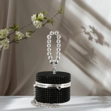 Petite Rhinestone Clutch Purses For Women, Fashionable Unique Shape Hand Bags Evening Bag With Detachable Strap, , Best Valentines' Gift Choice Ever,Perfect For Party, Wedding, Prom, Dinner, Banquet. - Black - View 1