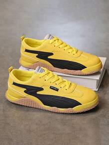 Men's Casual Link Print Sports Shoes, Comfortable, Versatile, Simple Design, Flat Bottom Sneakers