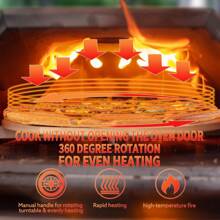 Horno de leña portátil de 12" con termómetro, semiautomático y de acero inoxidable para cocina al aire libre multifuncional