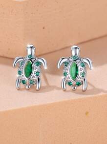 Vanel 2pcs/Set Classic Beach Style Sea Turtle Design Earrings, Fashion Earrings For Women, Suitable For Women Beach Party Decoration And Wear - Earrings - View 2