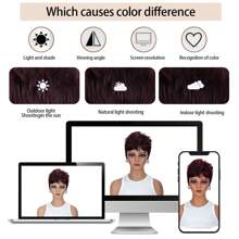 女士短假发，酒红色直发，带刘海，玫瑰网帽，基本款，适合角色扮演和万圣节