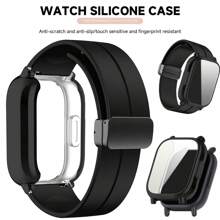 Magnetisches Silikonarmband + Hülle kompatibel mit Xiaomi Redmi Watch 5 Active Lite Smartwatch Armband und Hülle kompatibel mit Redmi Watch 5 Active Lite