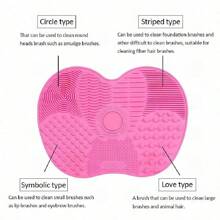 1 tampon de frottage en silicone avec ventouse, tampon de frottage en silicone, outil de beauté, tampon de frottage, tampon de nettoyage de pinceau de maquillage, brosse de beauté de nettoyage quotidien, pinceau de maquillage, tampon de frottage, bol de lavage pliant portable en silicone (style et couleur aléatoires)