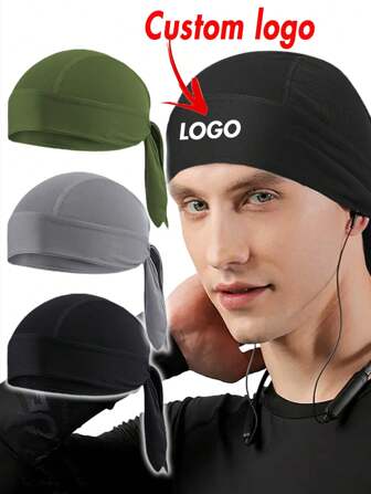 Customized Personalized Logo Outdoor Sports Cycling Sun Protection Cooling Dew Rag Helmet Liner Hat Large Motorcycle Head Wrap Bandana Skull Caps For Men And Women