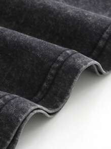 Japanese Cartoon Anime Spell Battle Pattern Printed 230g Washed Cotton T-Shirt, Men's Summer High-Quality Printed Washed Cotton Retro Fashion Brand Loose Casual Black T-Shirt, Suitable For Outdoor Wear In Summer, With A Certain Thickness, Daily Wear And Friend Gifts, Back To School Gifts