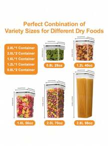 14pcs  Airtight Food Storage Containers With Labels And Marker - Perfect For Pantry Organization And Storage Of Pasta, Flour, Sugar, And Dry Foods.