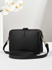 Faux Leather Shoulder Bag, Women's Fashionable Zipper Wallet Casual Shoulder Bag With Removable Shoulder Strap