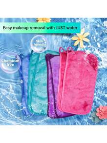 1pc/5pcs Reusable Makeup Removing Towel, Soft Microfiber Facial Cleansing Cloth With Hanging Loop, Gentle On Skin, Machine Washable, Color Random