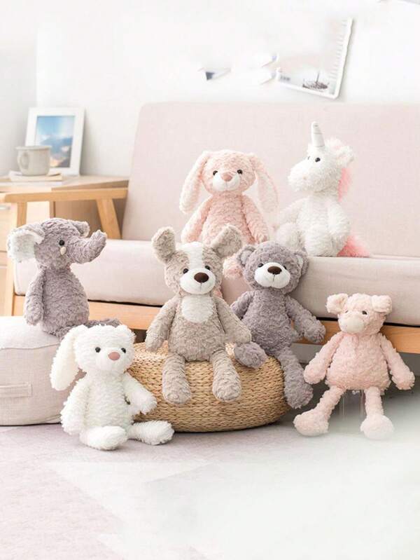 1pc 14.9 Inch White Rabbit Animal Plush Toy, Cute Soft Stuffed Animal Sleeping Pillow Toy, Christmas Stocking Stuffer Birthday Party Decoration Supplies Home Decoration