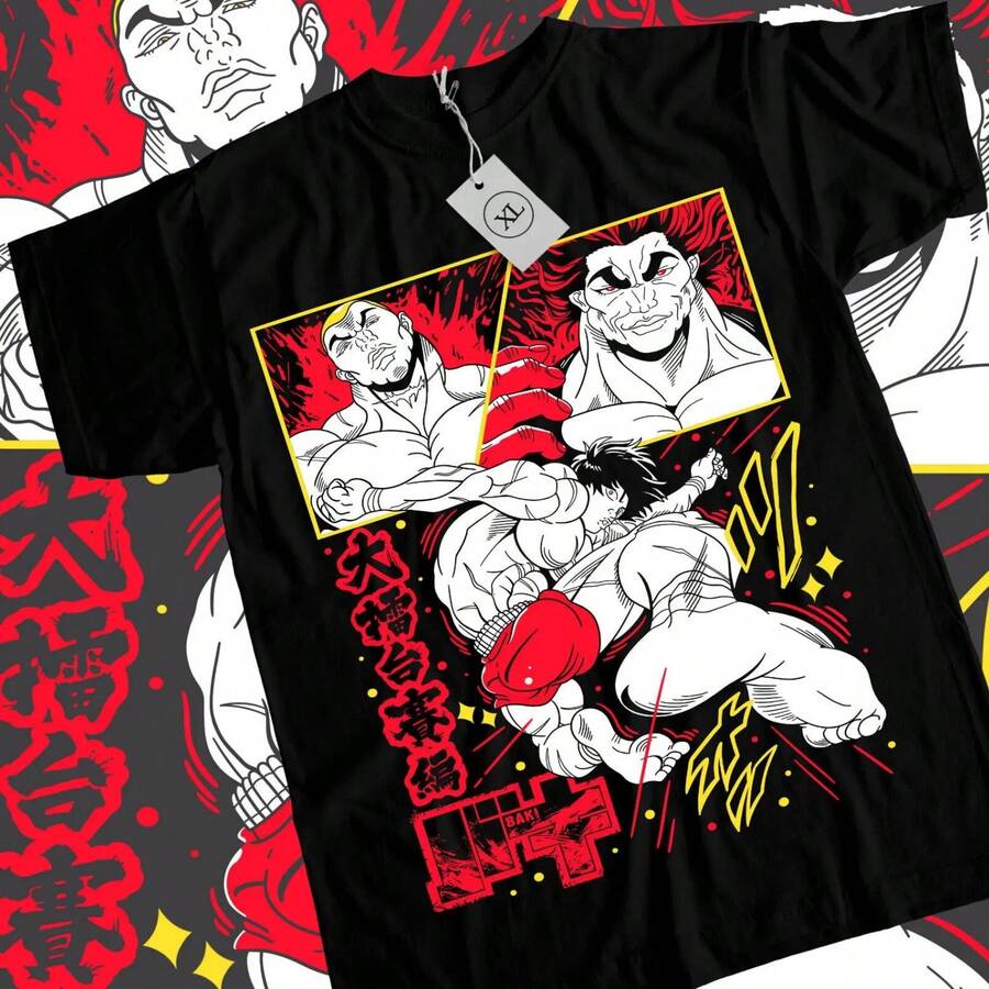 Baki Hanma T-Shirt Baki The Grappler Yujiro Boxing Gym Anime Gift Shirt All Size4.Jpg - 黑色 - 查看 1