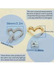 心形包锁（爱心锁、包锁扣、包锁配件），适用于钱包、手提包、单肩包、DIY包包制作、钱包扣件固定、金属包扣锁，用于DIY工艺包包和钱包扣件配件更换 - 彩色 - 查看 10