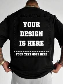 Custom Personalized Men's Summer T-Shirt, Customize Your Own Men's T-Shirt - Add Your Own Text And Images (Family Photos/Selfie/Pet Photos/Prayer Photos/Favorite Patterns/Friend Photos/Company Logo) To Design Your Own Personalized Printed T-Shirt - Black - View 2