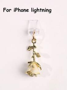 1 pezzo Tappo antipolvere con fiore di rosa 3D multicolore, accessorio pendente in metallo lega di stile retrò romantico di alta moda Y2K, ornamento trasparente in silicone per telefono, auricolare, tablet, Kindle, regalo ideale per San Valentino, per coppie e migliori amici, impermeabile e anti-polvere per porta di ricarica, compatibile con Lightning/Type-C, protegge saldamente la porta di ricarica