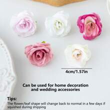 5/10 件人造花丝绸玫瑰头新娘花束材料假植物适用于秋季婚礼花瓶适用于家庭餐厅卧室装饰、节日生日派对配件、户外花园装饰 - 彩色 - 查看 3