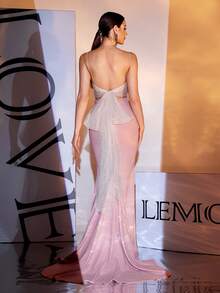 LOVE&LEMONADE Mermaid Hem Cami Bridesmaid Dress - Baby Pink - View 7