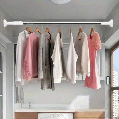 1 peça Vara telescópica de aço inoxidável para cortina de chuveiro Vara de cortina de metal ajustável com mola Varas telescópicas extensíveis para banheiro Bar Chuveiro Sem perfuração Varas de pendurar Vara de pendurar guarda-roupa Vara de armazenamento para sapato Vara de secagem de roupas ajustável Vara de prateleira Vara de cortina de porta Vara de cortina de janela de varanda Acessórios de banheiro Decoração de quarto