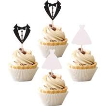 12PCS Wedding Cupcake Toppers Glitter Groom And Bride Cupcake Picks Bridal Shower Wedding Engagement Party Cake Decorations Supplies
