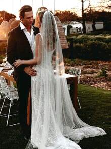 1 Pc Pearl Cathedral Length 3M(118inch) Wedding Bridal Veil With Metal Comb For Bride Party Prom White Ivory