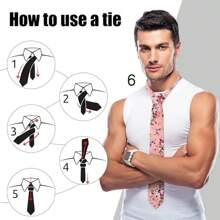 2pcs Set, Men's Floral Printed Tie, Soft Fabric Flower Pattern Tie And Pocket Square Combo, Suitable As Men's Gift For Wedding, Groom, Groomsman, Wedding Photo Shoot, Date Night, Formal Dinner - Two-piece Set - View 10