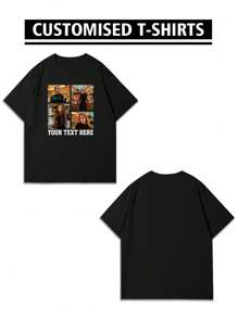 Customized Men's Photo T-Shirt, Personalize Text And Photo, Gift For Boyfriend Ornamental,Dawg Stylish,Fashion,Hipster,Contracted,Easy Costume,Modest Fashion,Minimal Chic,Casual Custom,Unique,Personalized Ideal Gifts For Him Family,Boyfriend,Friends,Children For Anniversaries,For Birthdays,For Holiday/Vacation,Customized Men Tops,Street Casual Chic,Men,Easy Comfort,Men's Short Sleeve - Black - View 4