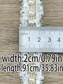 (1 Yard/Roll) 2cm Wide Lace Ribbon Pearl Lace DIY Clothing Decoration Sewing Accessories