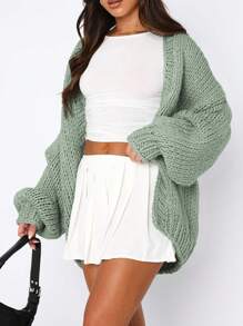 Women's Fall Open Front Cardigan Sweaters Long Sleeve Loose Fit Chunky Knit Outerwear New Years Casual Outfits - xám xanh - Xem 5