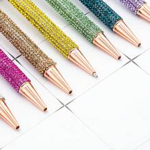 1pc Diamond Design Ballpoint Pen With Rhinestone Decoration, Rotating Crystal Diamond Pen, Gift Stationery For Girls And Students