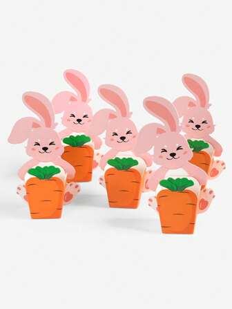 4/8pcs Creative 3D Cartoon Rabbit & Carrot Candy/Cookie Packaging Boxes, Easter Gift Boxes, Easter Party Decor Boxes, Gift Boxes, Bunny Carrot Gift Boxes (Excluding Bags)