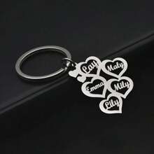 Llavero personalizado con forma de corazón de acero inoxidable - Personalizado con 2-5 nombres, regalo perfecto para familia y amigos - Multicolor - Ver 11