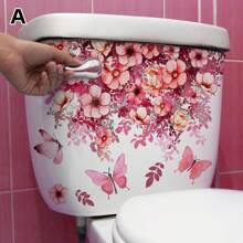 1pc Plant & Floral Self-Adhesive Toilet Seat Sticker, Butterfly & Grass Bathroom Decoration Wall Toilet Cover Sticker Gifts Birthday Graduation Home Decor Wall Decor Bedroom Decor Room Decoration Stuff Living Room Decor House Decor Home Decor Living Room Wall Art Wall Paper Stickers