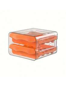 适用于冰箱的双层透明鸡蛋储存盒 - 防漏、防震塑料收纳盒，带滑动抽屉，可手洗 - 非常适合厨房柜台展示和新鲜鸡蛋保存，适用于冰箱的鸡蛋架