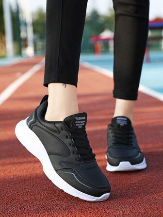 1 双女士时尚防水黑色皮革运动鞋，轻便休闲跑步运动鞋，2025 年夏季系列，透气防滑户外旅行鞋