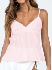 Women's Y2k Fairy Lace Patchwork Cami Tank Tops Spaghetti Strap V-Neck Camisole Crop Top Sexy Sleeveless Backless Vest Tank Tops Summer Going Out Tops Clubwear Streetwear - Hồng - Xem 3