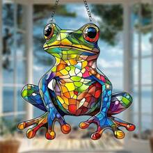 1 件 2D 亚克力青蛙捕光器，花园装饰捕光器（7.87 英寸 * 7.87 英寸），窗户悬挂，花园、门廊、客厅、卧室、办公室、房间装饰的奇特装饰，送给青蛙爱好者、自然爱好者、朋友和家人的礼物