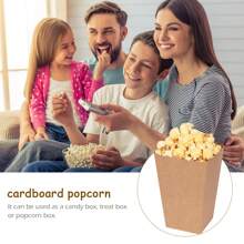 24/12pcs/1pc Brown Kraft Paper Popcorn Box, Fries Box, Candy Box, Suitable For Movie Theater, Mall, Party, Christmas