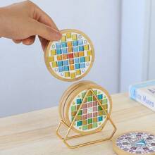 Wooden Round Coasters, Mosaic Coasters - Round & Square Coasters, Handmade Mosaic Crafts DIY Set, Affordable DIY Woodworking Gifts, Homemade Father's Day Gift,Crafts,Craft Kits,Crafts For Kids,Craft Supplies>Diy Crafts,Diy Sets,Craft Kit Wooden