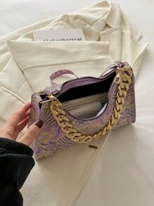 Multicolor Acrylic Decorative Auspicious Cloud Pattern Simplistic Fashion Crescent Shoulder Bag